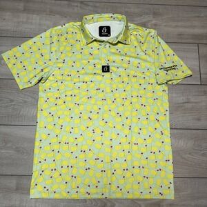 GIMME Shirt Mens M yellow Golf Performance Masters Stretch flex Print Logo